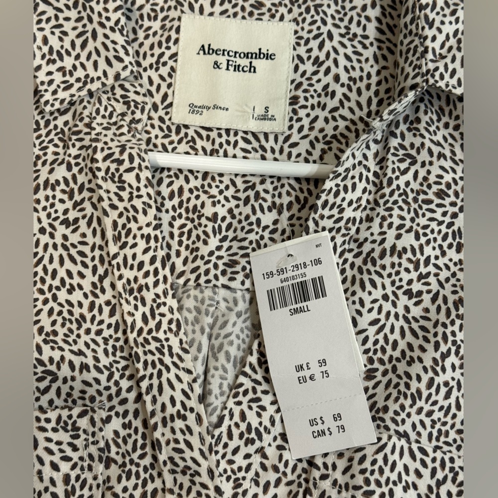 NWT Women’s ABERCROMBIE & FITCH animal print long sleeve shirt dress- Size Small - Picture 6 of 7
